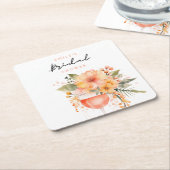 Aperol Spritz Bloemachtige Bruiloftsborrel Kartonnen Onderzetters (Schuin)