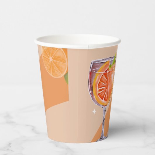Aperol Spritz Bloemen Vrijgezellenfeest Papieren b Papieren Bekers (Rechts)