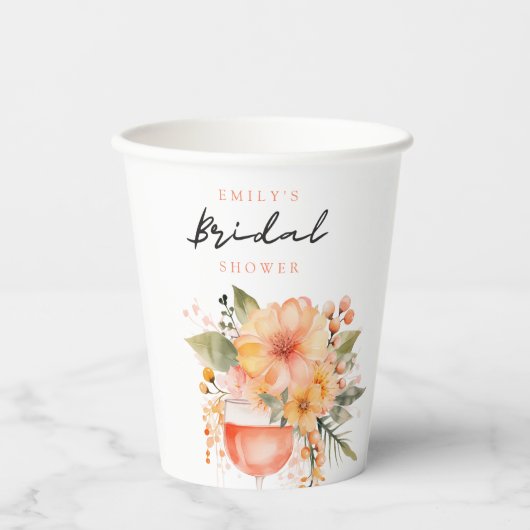 Aperol Spritz Bloemig Bruidsfeest Papieren Bekers (Voorkant)