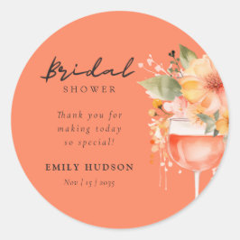 Aperol Spritz Bloemig Bruidsfeest Ronde Sticker