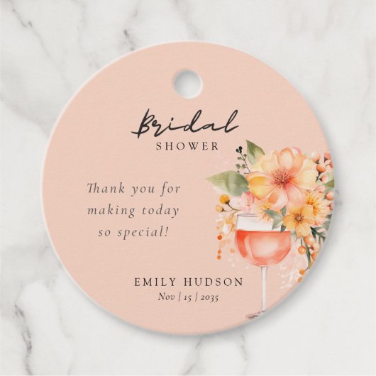 Aperol Spritz Bloemig Bruiloftsfeest Bedankjes Labels (Voorkant)