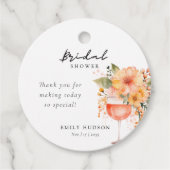 Aperol Spritz Bloemig Bruiloftsfeestje Bedankjes Labels (Voorkant)