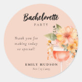 Aperol Spritz Bloemige Bachelorette Party Ronde Sticker (Voorkant)