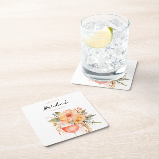 Aperol Spritz Bloemige Bruidsbruiloft Kartonnen Onderzetters (Insitu)