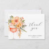 Aperol Spritz Bloemige Bruidsfeest Bedankkaart (Voorkant)