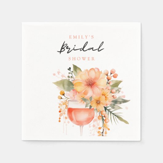 Aperol Spritz Bloemige Bruiloftsborrel Servet (Voorkant)