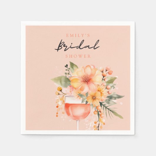 Aperol Spritz Bloemige Bruiloftsborrel Servet (Voorkant)
