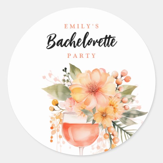 Aperol Spritz Bloemige Meisjesuitnodiging Ronde Sticker (Voorkant)