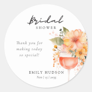 Aperol Spritz Bloemrijke Bruidsdouche Ronde Sticker