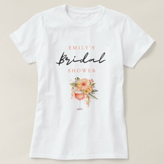 Aperol Spritz Bloemrijke Bruidsdouche T-shirt (Design voorkant)