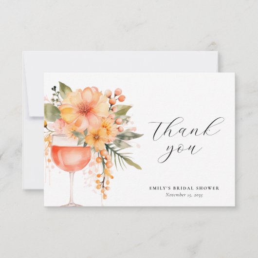 Aperol Spritz Bloemrijke Bruiloft Bedankkaart (Voorkant)
