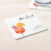 Aperol Spritz Bloemrijke Bruiloft Feest Kartonnen Onderzetters (Schuin)