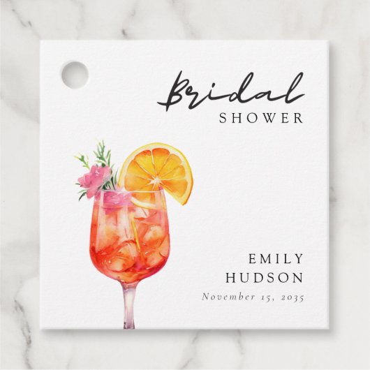 Aperol Spritz Bloemrijke Bruiloftsborrel Bedankjes Labels (Voorkant)