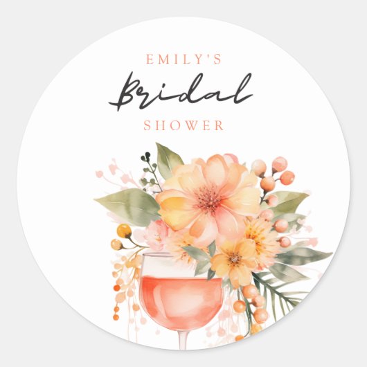 Aperol Spritz Bloemrijke Bruiloftsborrel Ronde Sticker (Voorkant)