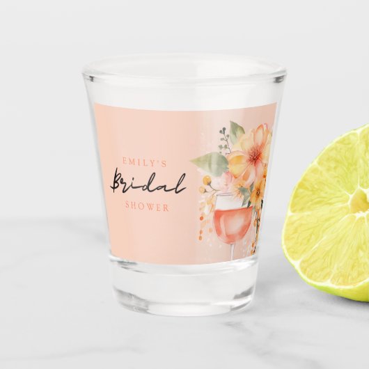Aperol Spritz Bloemrijke Bruiloftsborrel Shot Glas (Voorkant)