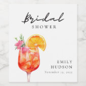 Aperol Spritz Bloemrijke Bruiloftsborrel Wijn Etiket (Enkel label)