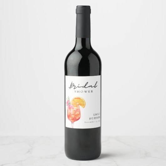 Aperol Spritz Bloemrijke Bruiloftsborrel Wijn Etiket (Voorkant)