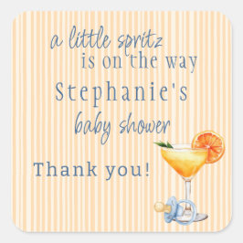 Aperol Spritz Blue Orange Citrus Boy Baby Shower Vierkante Sticker