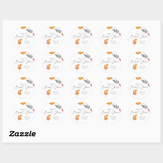Aperol Spritz Bridal Shower Classic Round Sticker (Vel)