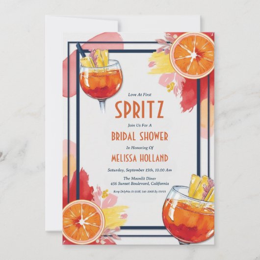 Aperol Spritz Bruids Douche Uitnodigingen (Voorkant)