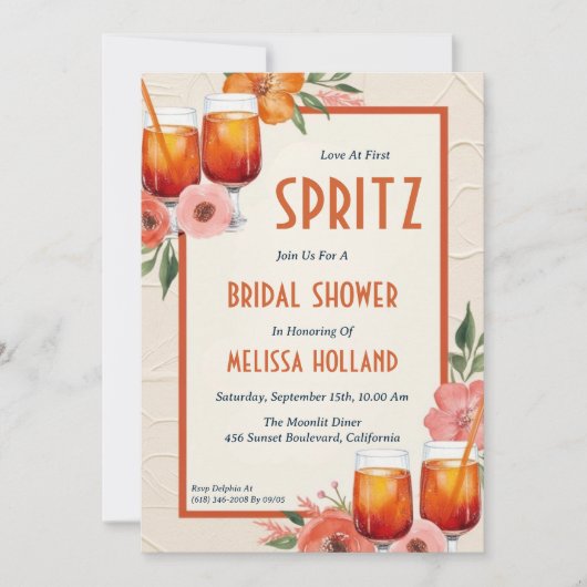 Aperol Spritz Bruids Douche Uitnodigingen (Voorkant)