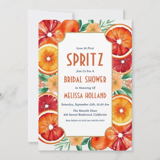 Aperol Spritz Bruids Douche Uitnodigingen (Voorkant)