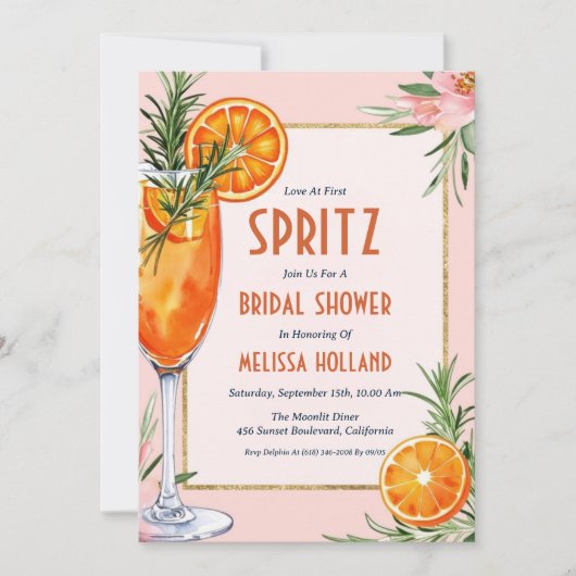 Aperol Spritz Bruids Douche Uitnodigingen (Voorkant)
