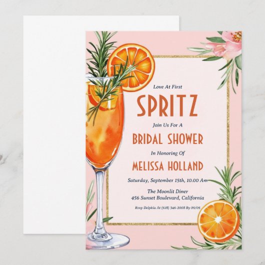 Aperol Spritz Bruids Douche Uitnodigingen (Voorkant / Achterkant)