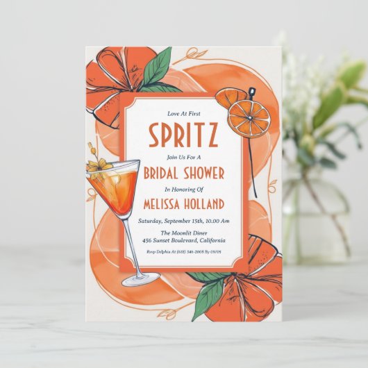 Aperol Spritz Bruids Douche Uitnodigingen (Staand voorkant)