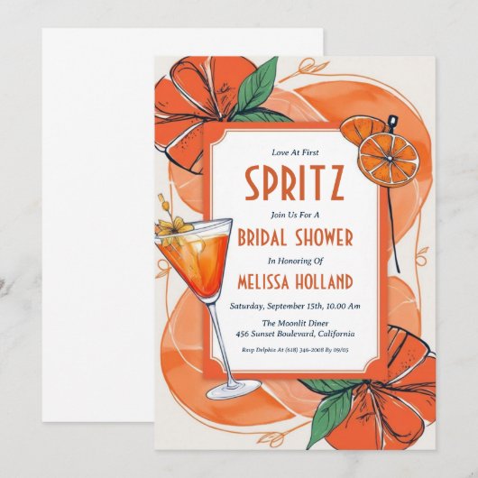 Aperol Spritz Bruids Douche Uitnodigingen (Voorkant / Achterkant)