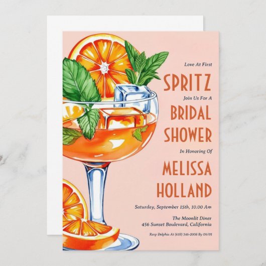 Aperol Spritz Bruids Douche Uitnodigingen (Voorkant / Achterkant)