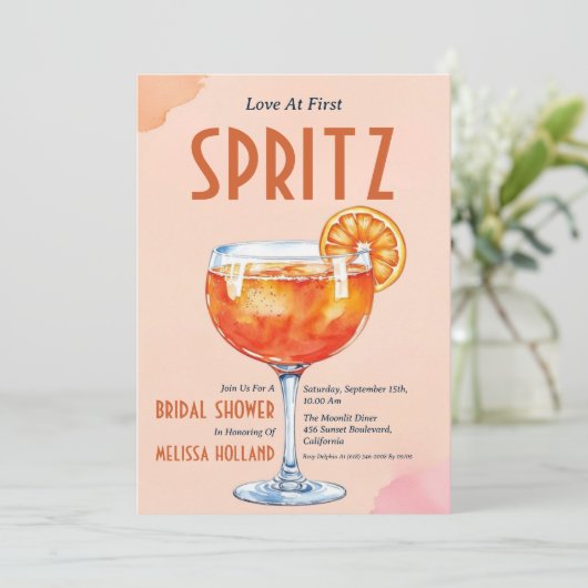 Aperol Spritz Bruids Douche Uitnodigingen (Staand voorkant)