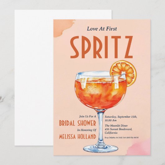 Aperol Spritz Bruids Douche Uitnodigingen (Voorkant / Achterkant)