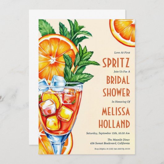 Aperol Spritz Bruids Douche Uitnodigingen (Voorkant / Achterkant)