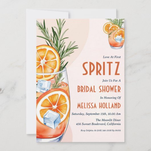 Aperol Spritz Bruids Douche Uitnodigingen (Voorkant)