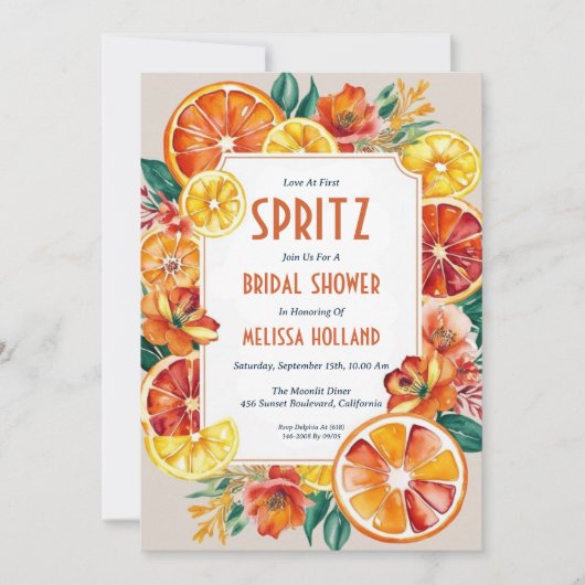 Aperol Spritz Bruids Douche Uitnodigingen (Voorkant)
