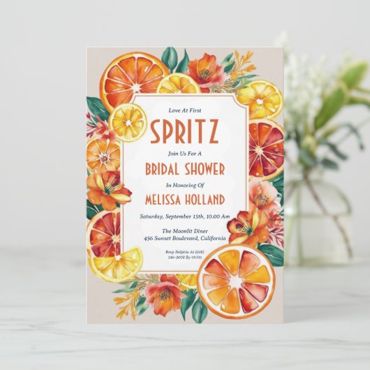 Aperol Spritz Bruids Douche Uitnodigingen (Staand voorkant)