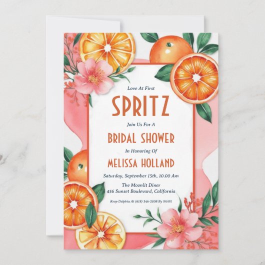 Aperol Spritz Bruids Douche Uitnodigingen (Voorkant)