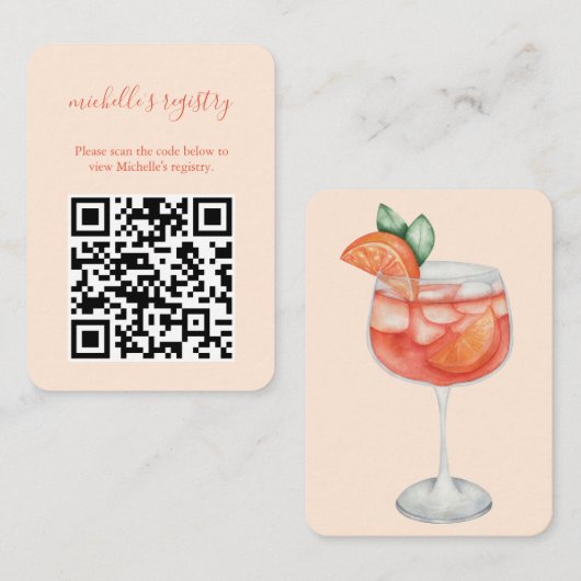 Aperol Spritz Bruidsdouche Details QR-code Informatiekaartje (Voorkant / Achterkant)
