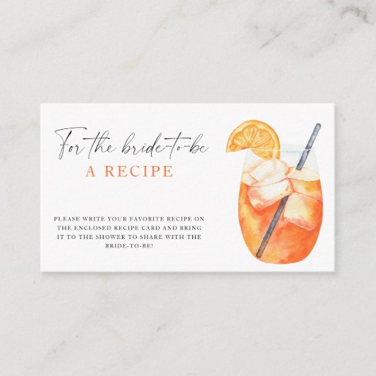 Aperol spritz bruiloft - Recept voor de bruid te z Informatiekaartje (Voorkant)
