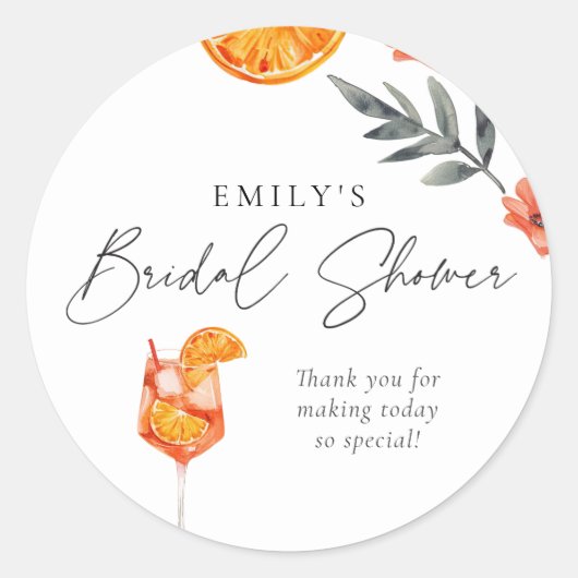 Aperol Spritz Bruiloftsfeest Sticker Ronde Vorm (Voorkant)