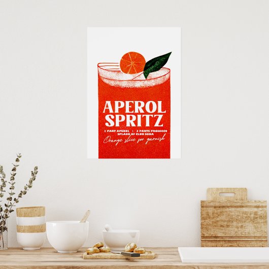 Aperol Spritz Cocktail Big Oranje glas Poster (Keuken)
