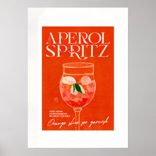 Aperol Spritz Cocktail Big Oranje glas Poster