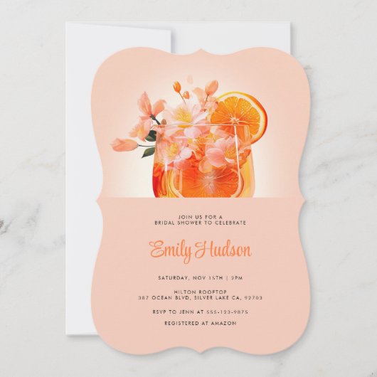 Aperol Spritz Cocktail Bruids Douche Uitnodiging (Voorkant)