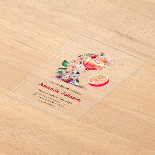 Aperol Spritz Cocktail Citrus Sinaasappel Bruidsfe Acryl Uitnodigingen (Laagn)