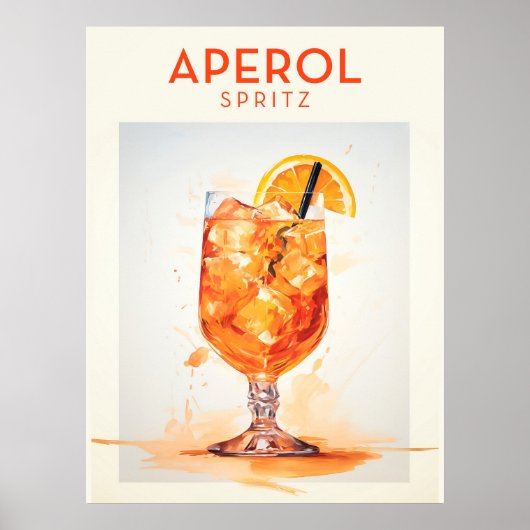 Aperol Spritz Cocktail Retro Poster (Voorkant)