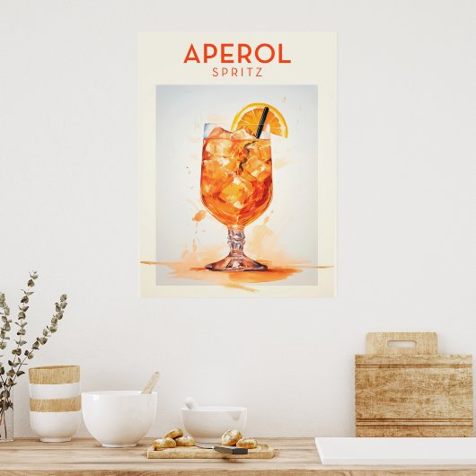 Aperol Spritz Cocktail Retro Poster (Keuken)