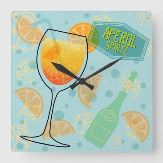 Aperol Spritz Cocktail Vierkante Klok (Voorkant)
