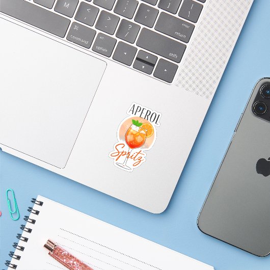 Aperol Spritz Cocktailontwerp Sticker (Laptop met iPhone)