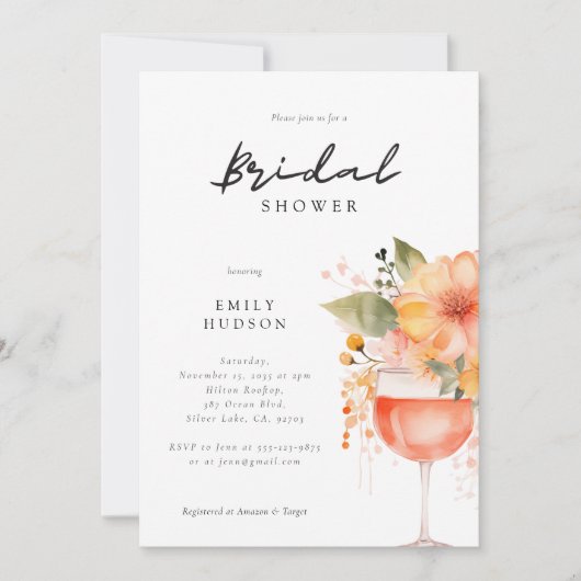 Aperol Spritz Floral Vrijgezellenfeest Kaart (Voorkant)